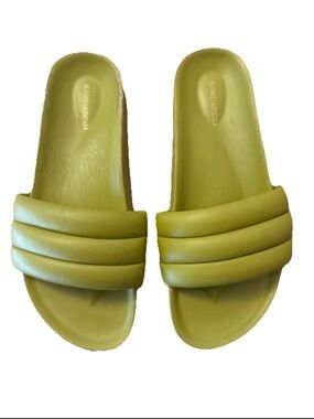 Beatrice Valenzuela Sandalia Monocolor Slide Sandals Green Leather - 5